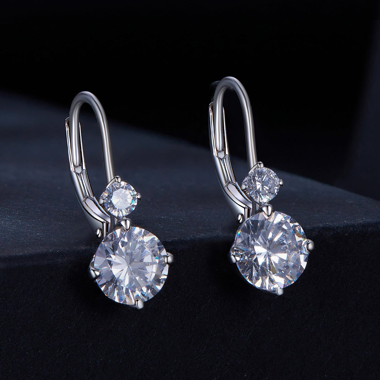 925 Sterling Silver Moissanite Earring with Pavé Setting, 6.5mm, for Women