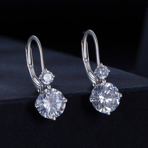 925 Sterling Silver Moissanite Earring with Pavé Setting, 6.5mm, for Women