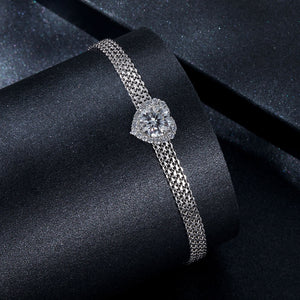 925 Sterling Silver & 1 Carat Moissanite & CZ White Gold Plated Bracelet for Women