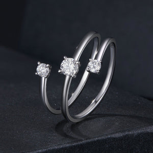 925 Sterling Silver 3mm Moissanite Ring for Women