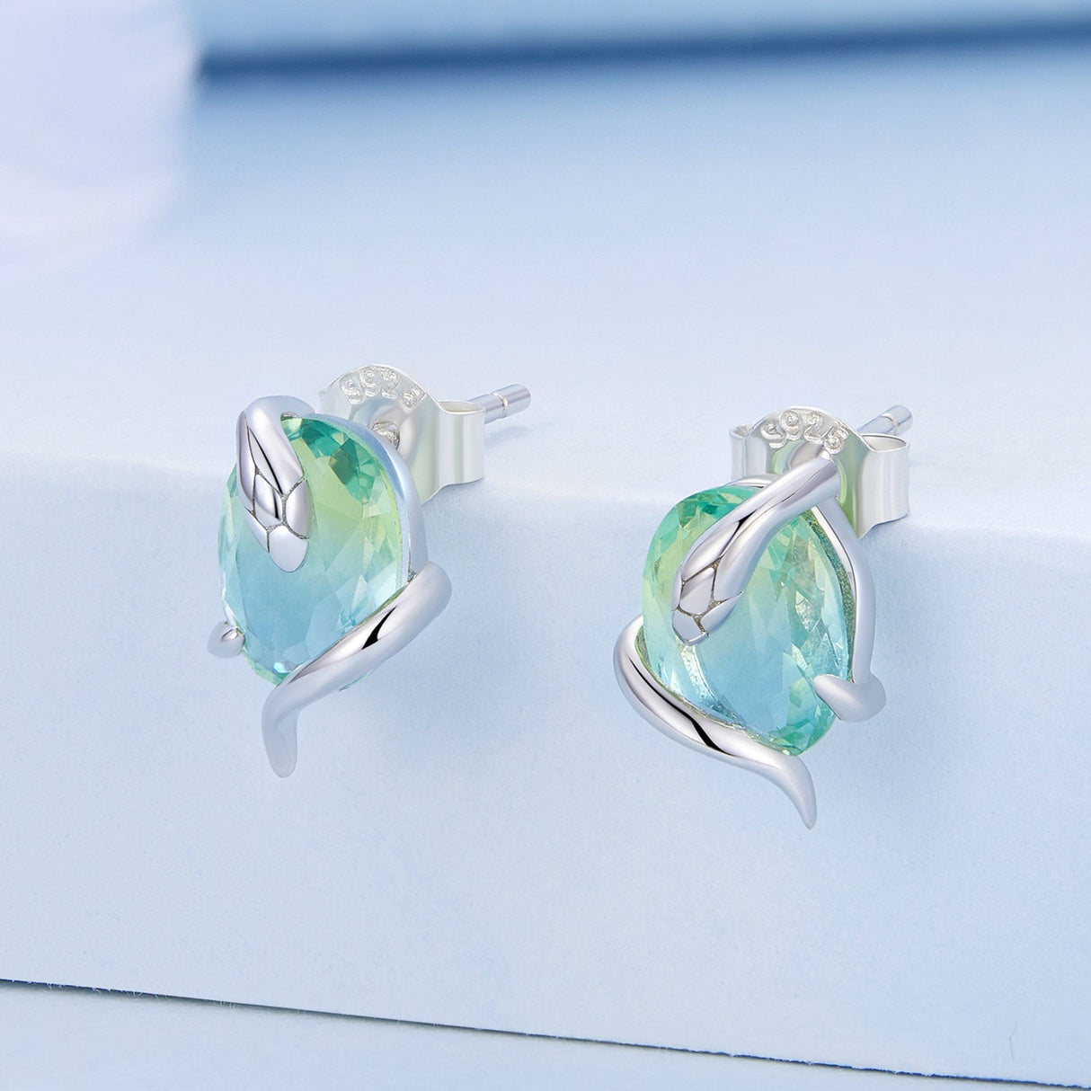 925 Sterling Silver Transparent Glass Earrings for Women