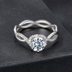 925 Sterling Silver Moissanite Ring in Size 7 with Pavé Setting for Women