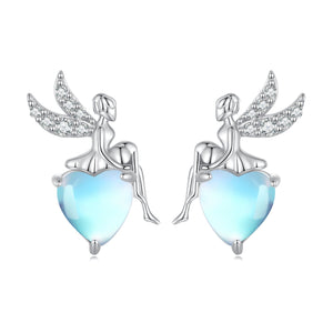 925 Sterling Silver Moonstone CZ Earrings for Women