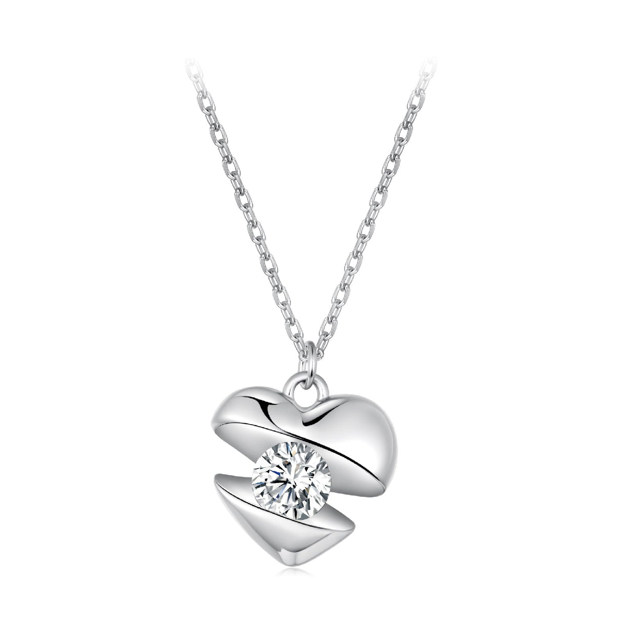 925 Sterling Silver White Gold Plated 40cm+5cm Length CZ Necklace for Women