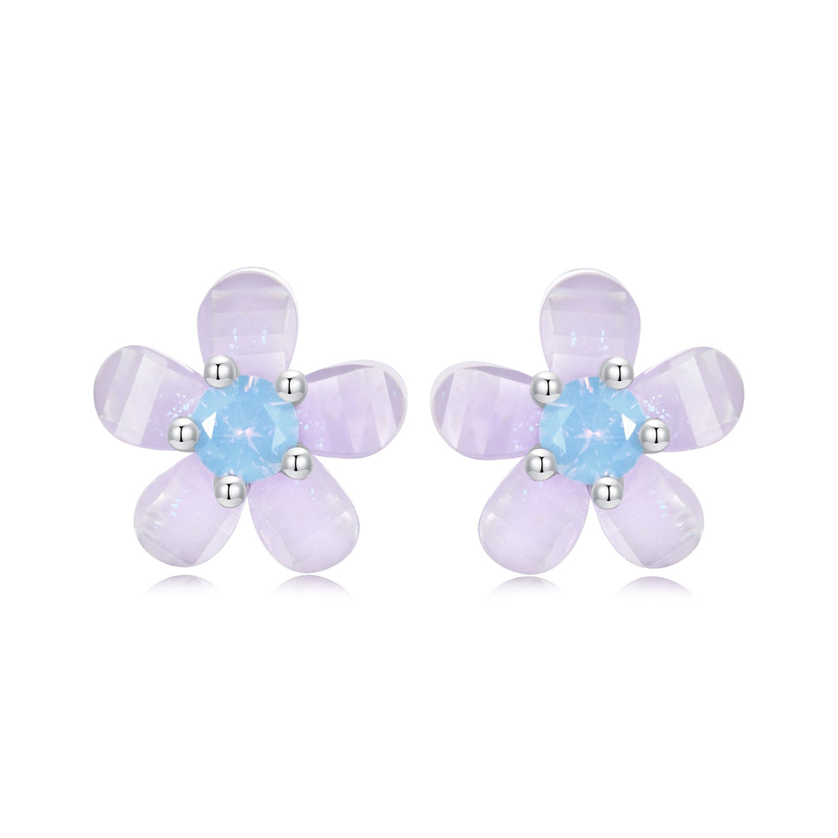 925 Sterling Silver Opal 8mm Earrings for Women