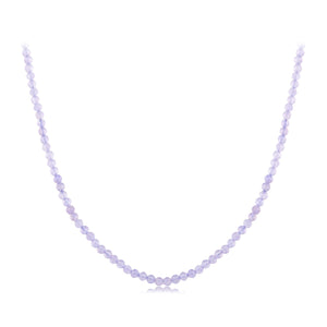 925 Sterling Silver 38+6cm Amethyst Necklace with White Gold Plating for Women