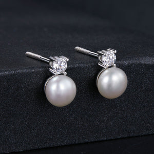 925 Sterling Silver Moissanite 0.1ct Freshwater Pearl Earrings for Women