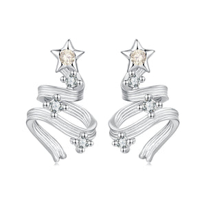 925 Sterling Silver Earrings with White Gold Plating and CZ