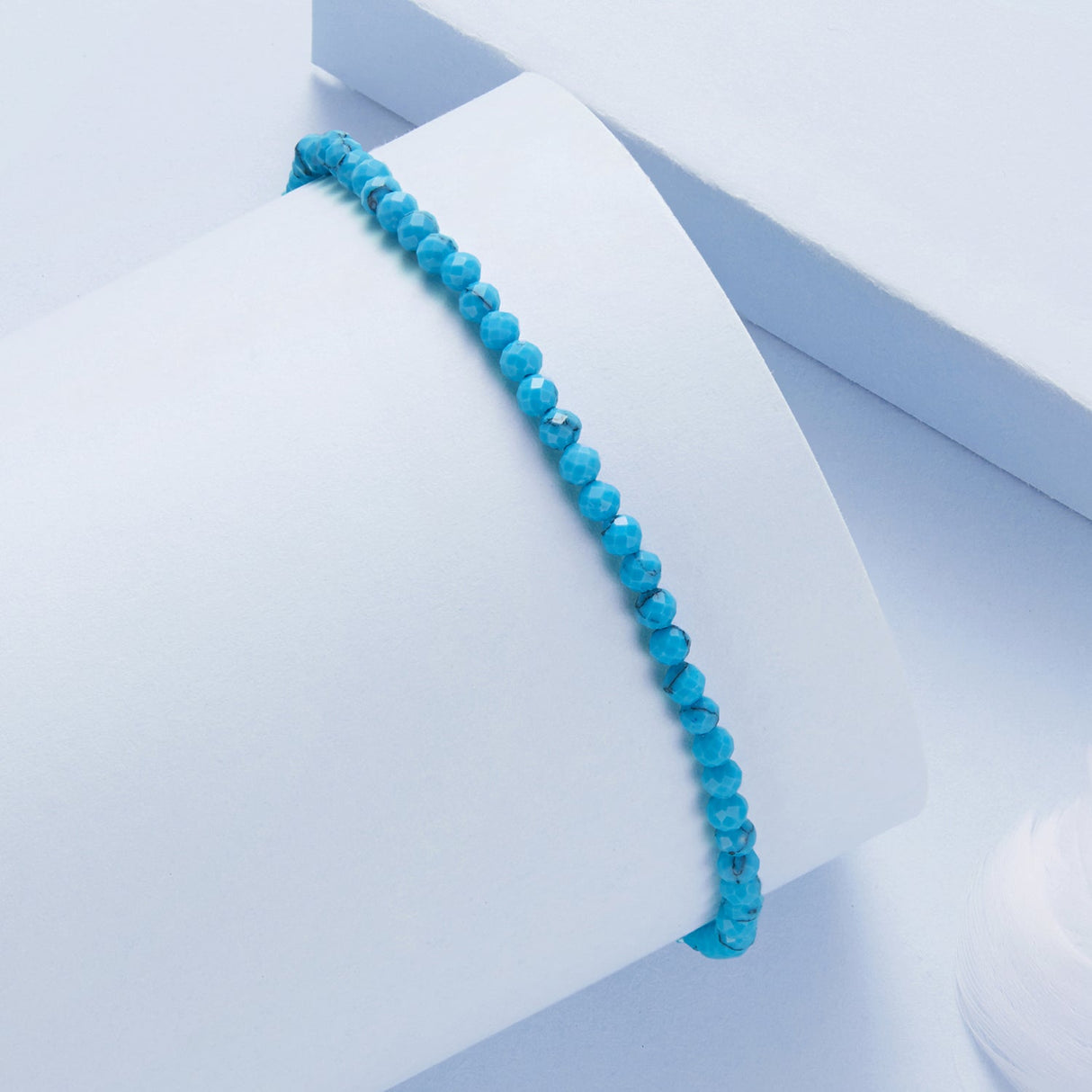 925 Sterling Silver Synthetic Turquoise Bracelet with White Gold Plating for Women
