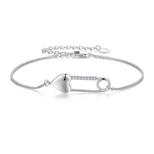 925 Sterling Silver Bracelet with CZ Pendant - 160mm Length and 8x26mm Pendant Size for Women