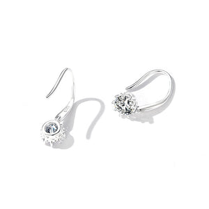 925 Sterling Silver Earrings with Pavé Setting and Platinum Plating