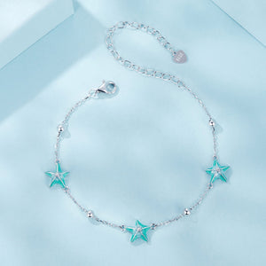 925 Sterling Silver Starfish Design Bracelet with Enamel Process