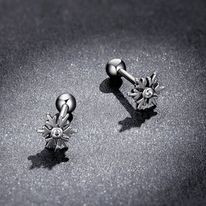 925 Sterling Silver Earrings with Pavé Setting and Oxidized Finish