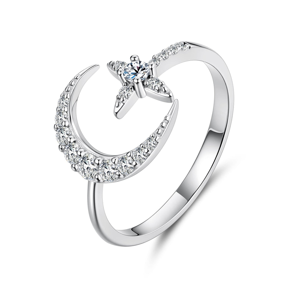 925 Sterling Silver Moissanite 0.25cm White Gold Plated Ring - Size E for Women