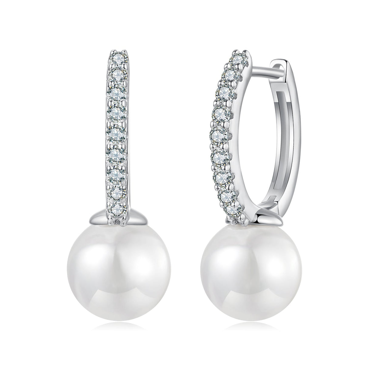 925 Sterling Silver Moissanite 0.15 Carat Earrings with Quality Shell Pearl for Women