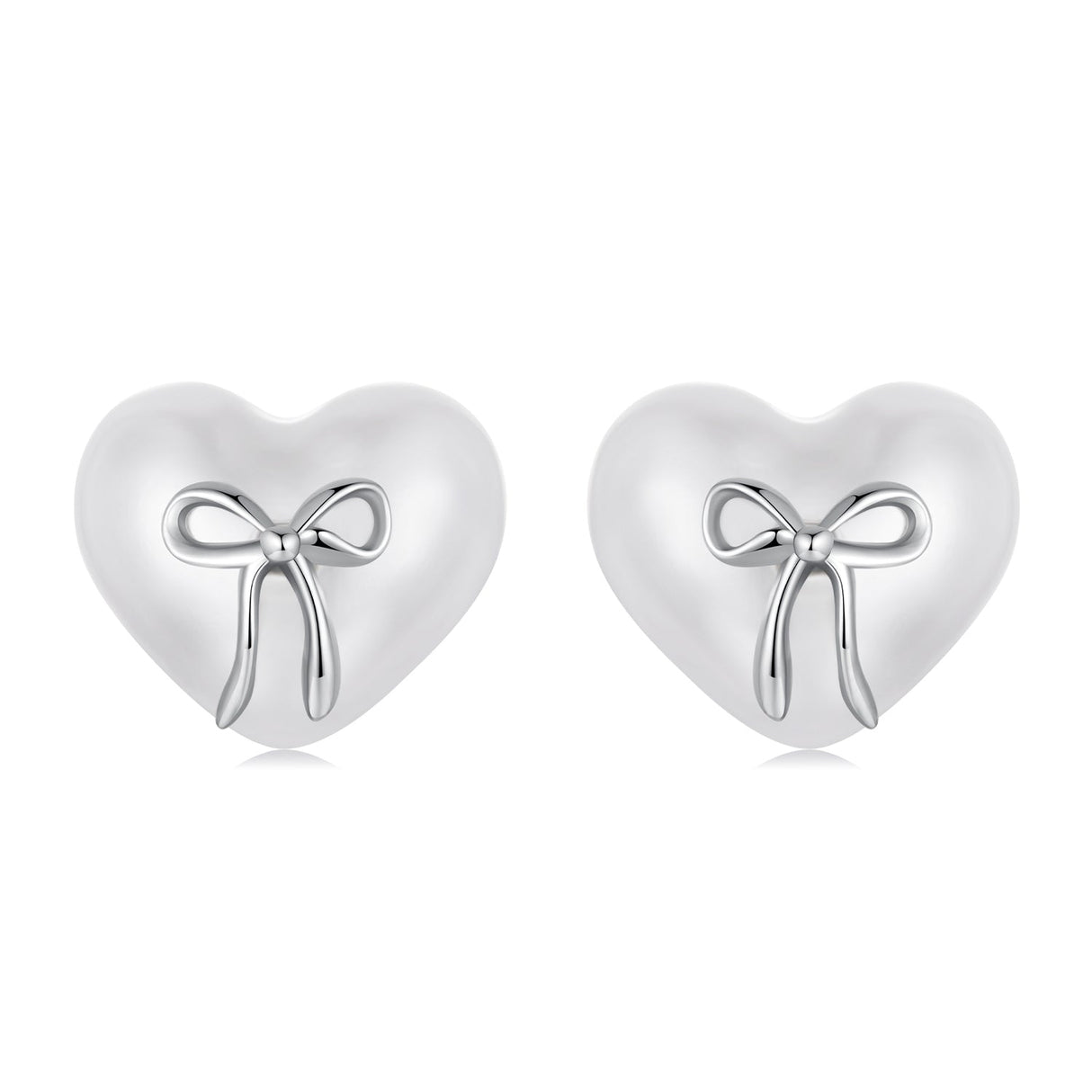 925 Sterling Silver Earrings with Quality Shell Pearl, Size 1*1.2cm for Women