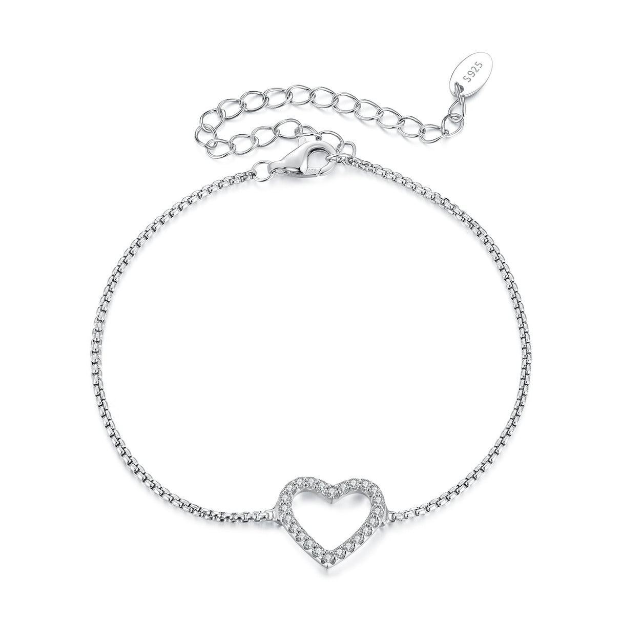 925 Sterling Silver Plated White Gold Moissanite Bracelet for Women