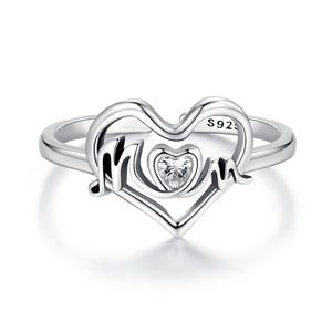 925 Sterling Silver Heart-shaped CZ Ring for Women