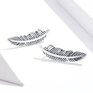 925 Sterling Silver Earrings - Oxidized Silver - 2.4cm x 0.7cm - Women