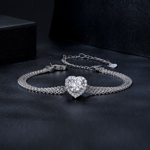 925 Sterling Silver & 1 Carat Moissanite & CZ White Gold Plated Bracelet for Women