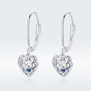 925 Sterling Silver Earrings with CZ and Platinum Plating, 2.3*0.8 cm