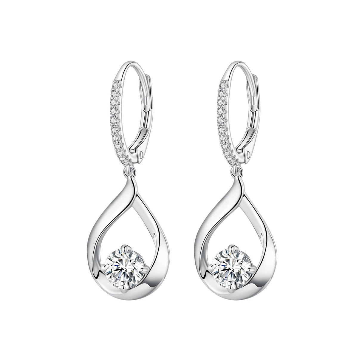925 Sterling Silver Moissanite 0.5ct Earrings with Pavé Setting, Size 30*11mm for Women