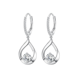 925 Sterling Silver Moissanite 0.5ct Earrings with Pavé Setting, Size 30*11mm for Women