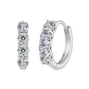 925 Sterling Silver White Gold Plated 0.1ct Moissanite 1.3cm Hoop Earrings for Women
