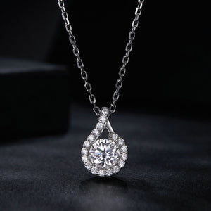 925 Sterling Silver Moissanite Necklace with CZ, 400mm Length, 15x10mm Pendant for Women