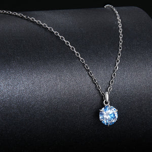 925 Sterling Silver Moissanite 6.5mm Diamond-like Pendant Necklace for Women