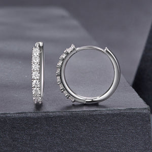 925 Sterling Silver Moissanite 0.03ct White Gold Plated Earrings 1.6cm for Women