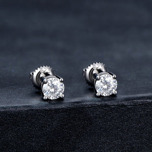 925 Sterling Silver Earrings with Moissanite in Style S, 0.5cm for Women