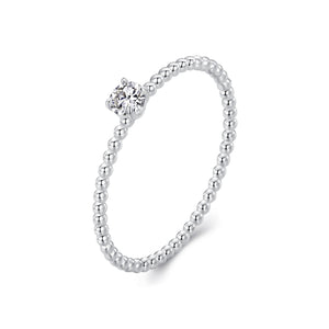 925 Sterling Silver 3mm Moissanite Ring for Women - Size 6
