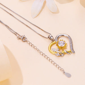 925 Sterling Silver Plated Gold Moissanite Necklace with Pavé Setting for Women