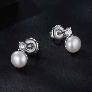 925 Sterling Silver Moissanite 0.1ct Freshwater Pearl Earrings for Women