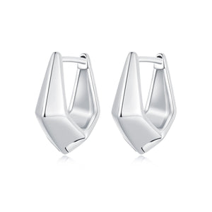 925 Sterling Silver White Gold Plated Earrings 14x6.5mm for Women