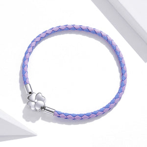 925 Sterling Silver Oxidized Silver Leather 17cm Bracelet