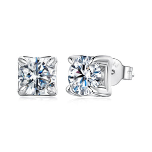 925 Sterling Silver & Moissanite Earrings - White Gold Plated, 0.5ct, Style S for Women