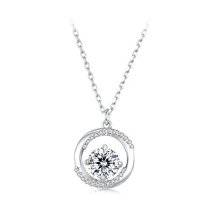 925 Sterling Silver Moissanite Necklace 40+5cm with CZ for Women