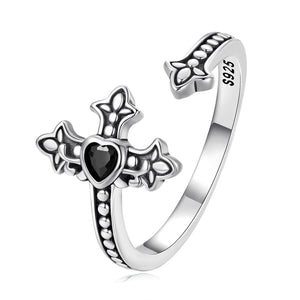 925 Sterling Silver Pavé Setting CZ Oxidized Silver Ring
