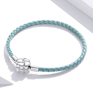 925 Sterling Silver and Leather 17cm Bracelet