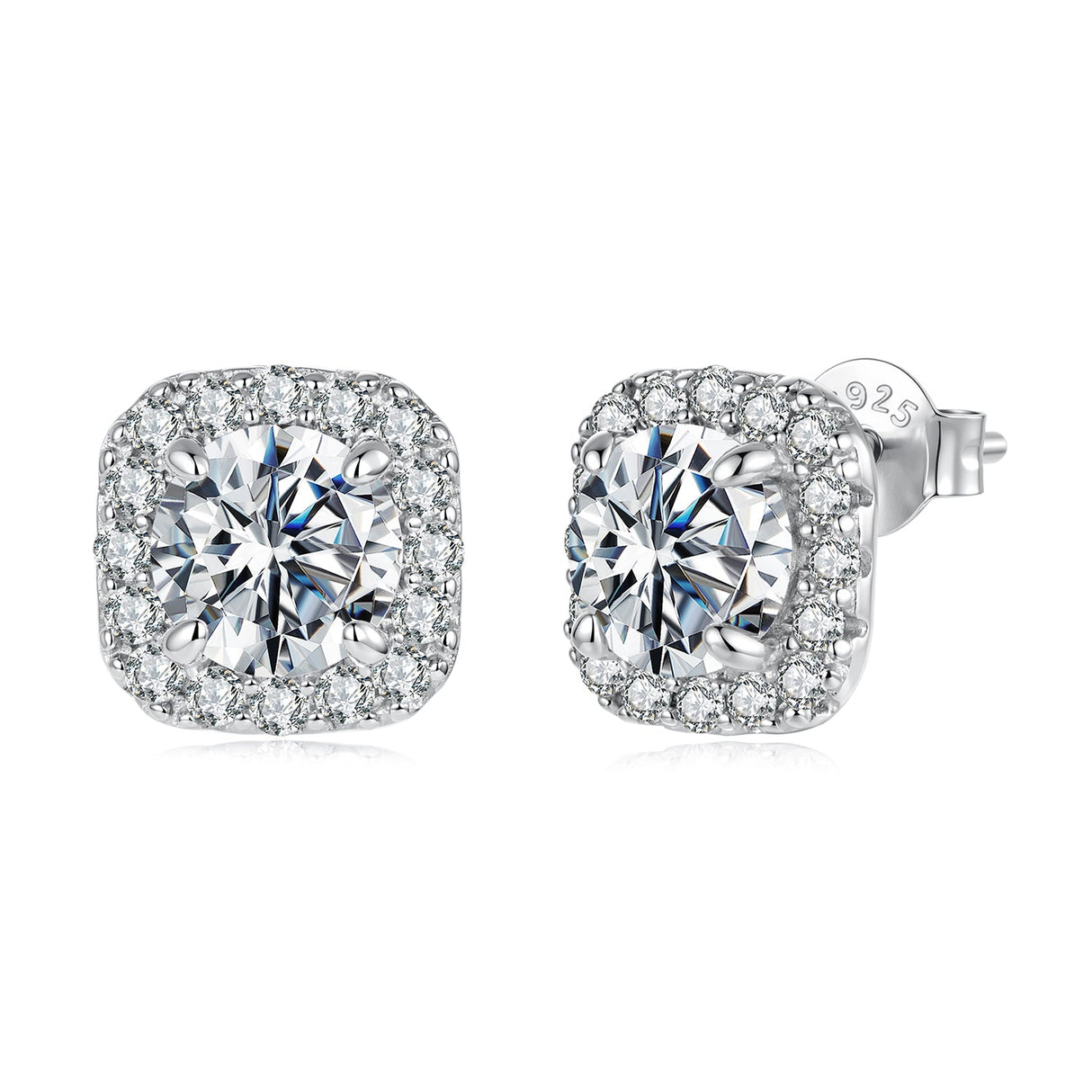 925 Sterling Silver Moissanite 1.0cm Earrings with Pavé Setting for Women