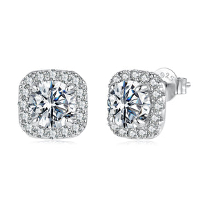 925 Sterling Silver Moissanite 1.0cm Earrings with Pavé Setting for Women