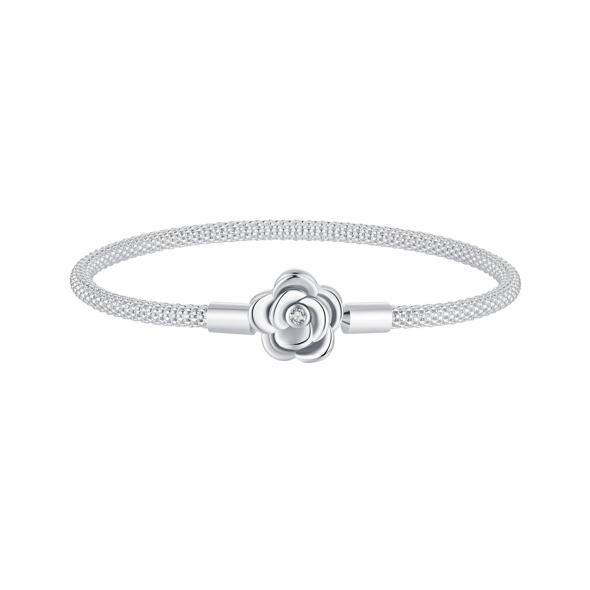 925 Sterling Silver Bracelet with Oxidized Finish and CZ 17.0 cm