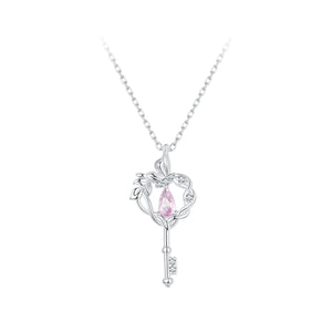 925 Sterling Silver Necklace with CZ in Pavé Setting, 400+50mm Length for Women