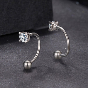 925 Sterling Silver Moissanite 0.1ct Earrings 1.3cm for Women
