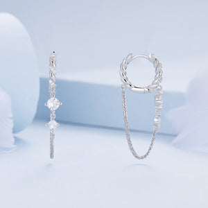 925 Sterling Silver Earrings with Pavé Setting CZ, 34*6mm for Women