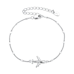 925 Sterling Silver White Gold Plated 16+5cm Bracelet with CZ Pendant for Women