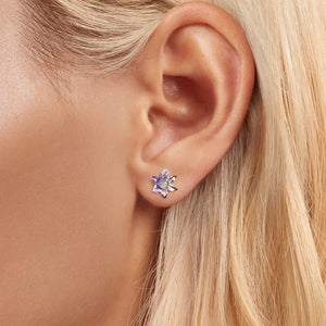925 Sterling Silver Earrings with Enamel and Transparent Glass for Women