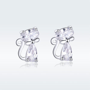 925 Sterling Silver Plated Platinum Earrings with Pavé Setting CZ for Women